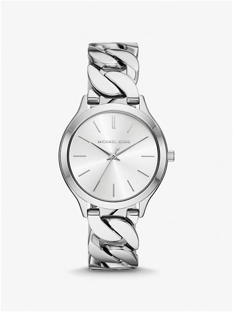 michael kors slim runway silver tone watch style mk3178|Michael Kors silver runway watch.